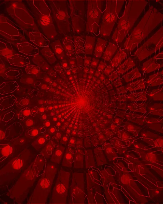 წითალი კრისტალი ვორტექსი ნეონის ტუნელი გეომეტრიული სპირალური ნიმუშებით, 60fps VJ