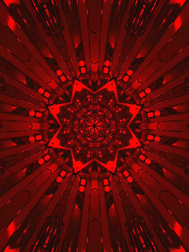 Deep Red Mandala Neon Tunnel 60fps | Mobile Hypnotic VJ Loop