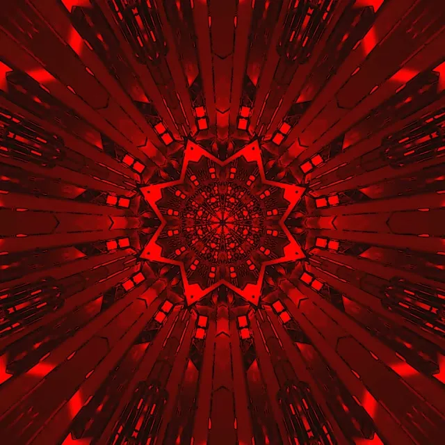 Deep Red Mandala Neon Tunnel 60fps | Square Hypnotic VJ Loop