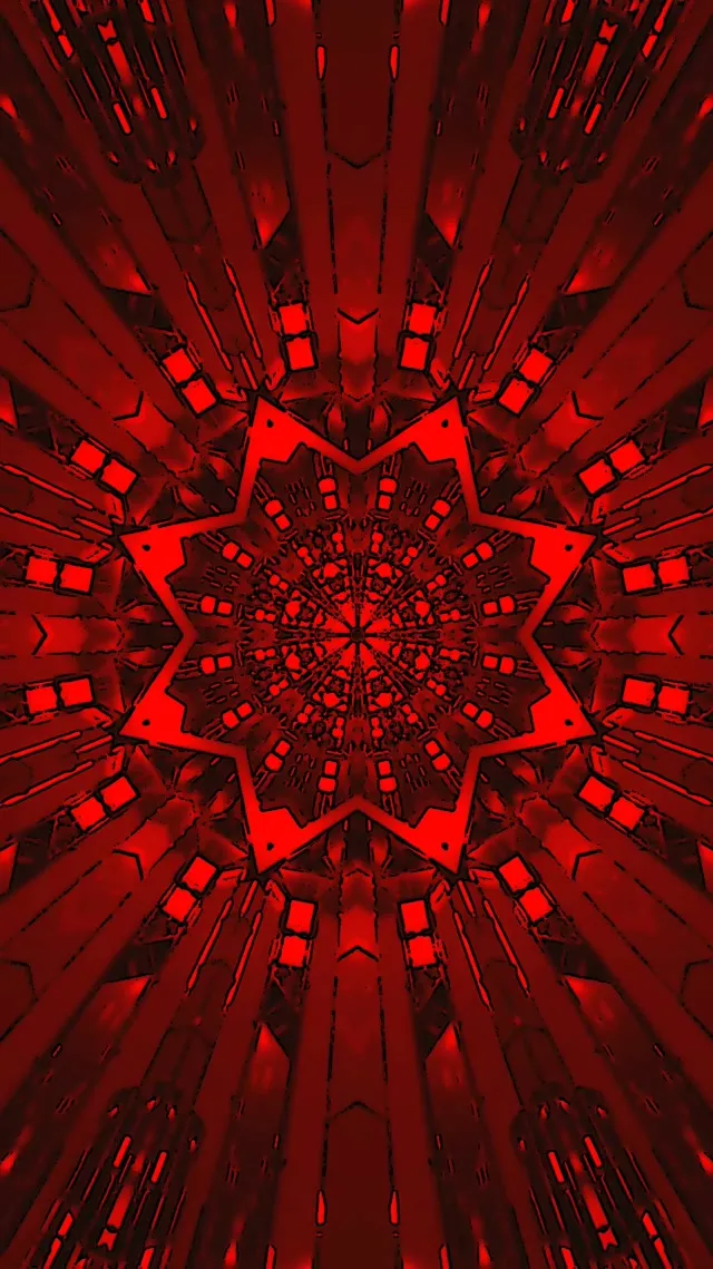 Deep Red Mandala Neon Tunnel 60fps | Vertical Hypnotic VJ Loop