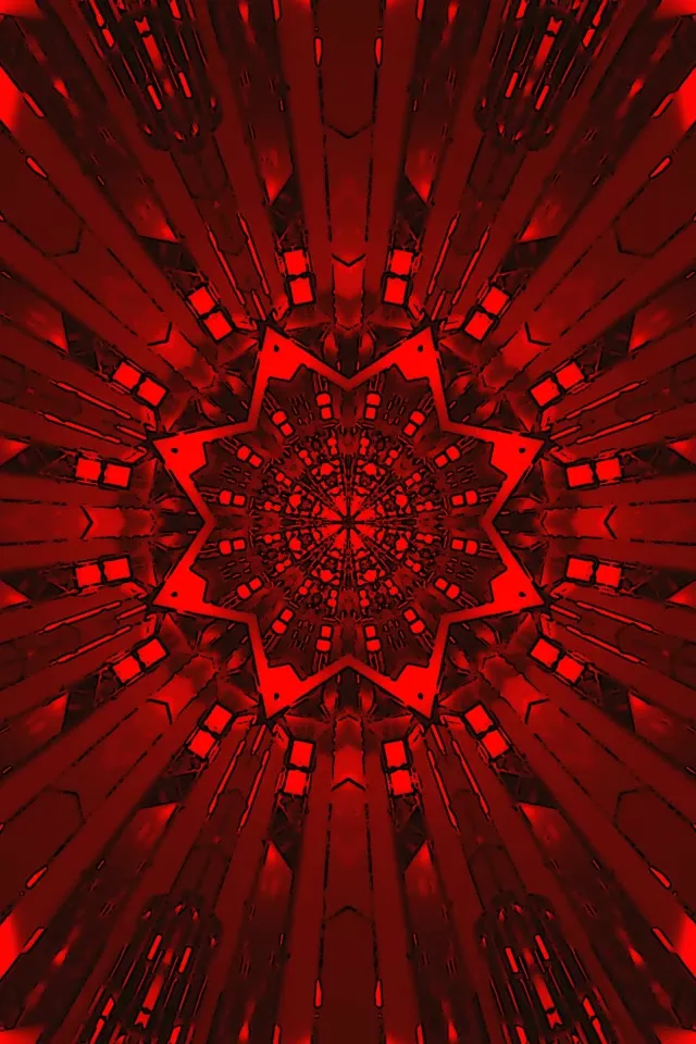 Deep Red Mandala Neon Tunnel 60fps | Vertical Mobile Hypnotic Loop