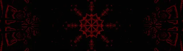 Symetryczny czerwony neon kaleidoskop wir z promieniującymi geometrycznymi wzorami spiralującymi do wewnątrz, pętla VJ 4K 60fps