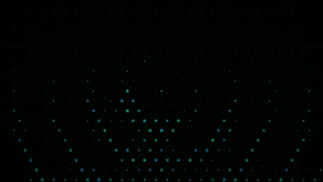 Design shows glowing dots on a dark background