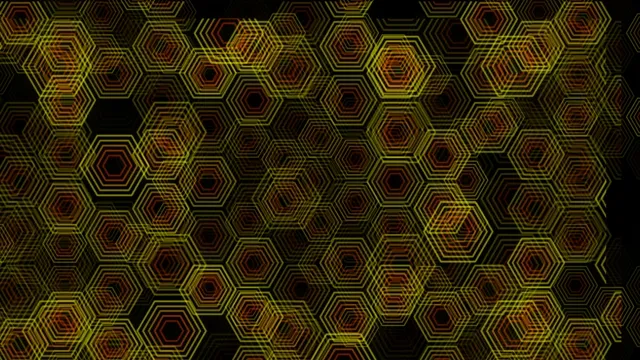 Dynamic 4K hexagon pattern motion background with neon yellow and red
