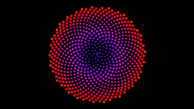 Dynamic 4K neon dot sphere motion background for broadcast and video