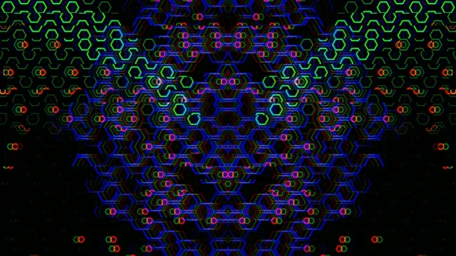 Dynamic neon hexagon network 4K UHD motion background loop
