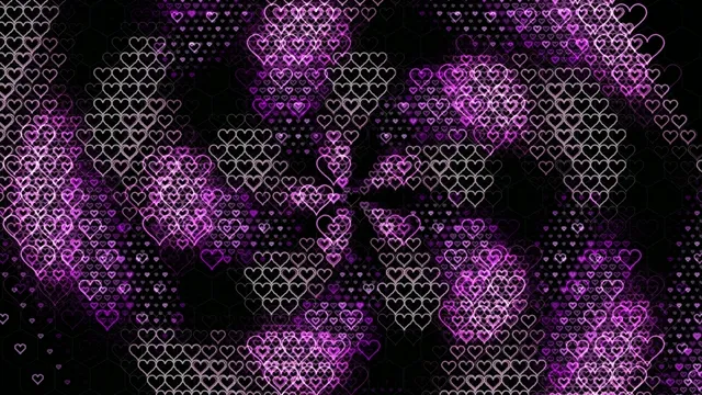 Elegant 4K neon heart particles looping motion background for broadcast