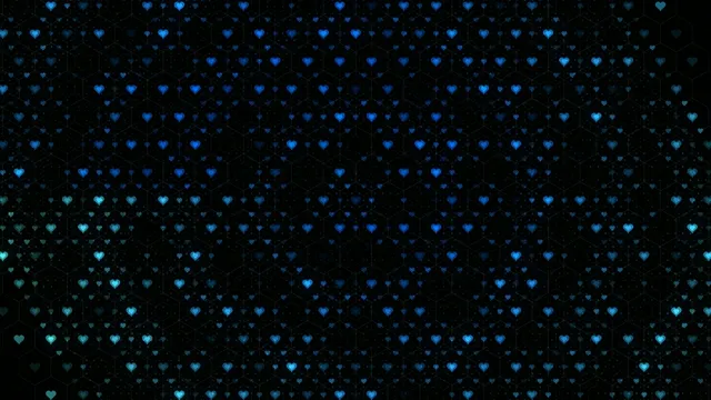 Elegant blue hearts falling 4K UHD motion background loop
