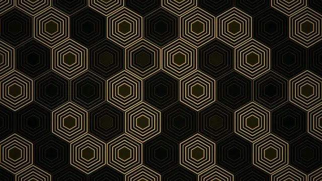 Elegant golden hexagon pattern 4K animation for broadcast and presentations