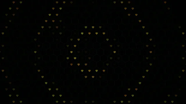 Falling Gold Hearts Animation on Black Background
