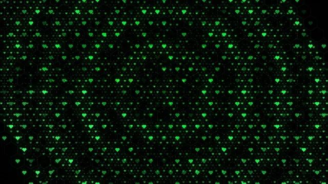 Falling green hearts 4K UHD widescreen background loop