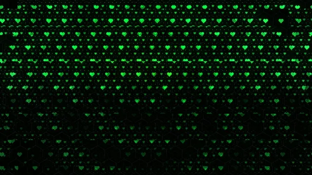 Falling Green Hearts on Black Background 4K