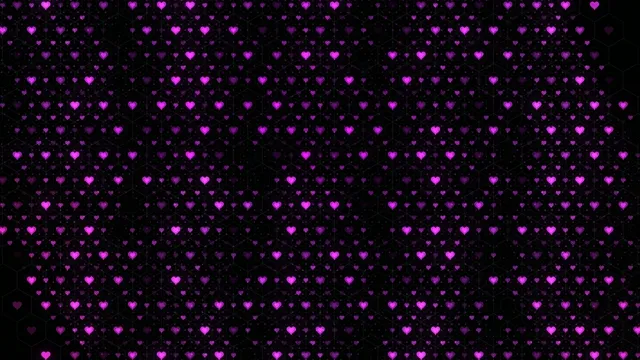 Falling neon pink hearts 4K UHD widescreen motion background