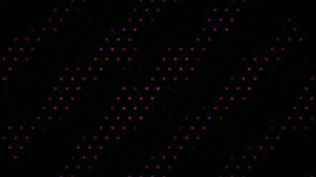 Falling Pink Hearts Animation on Black Background