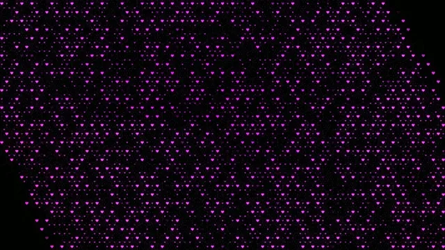 Falling Purple Hearts Particles on Black Background