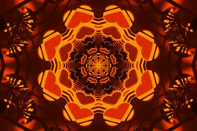 Tuneli ya Neon Kaleidoscope VJLoops 3:2 Surface 60fps Screensaver Machungwa Fractal