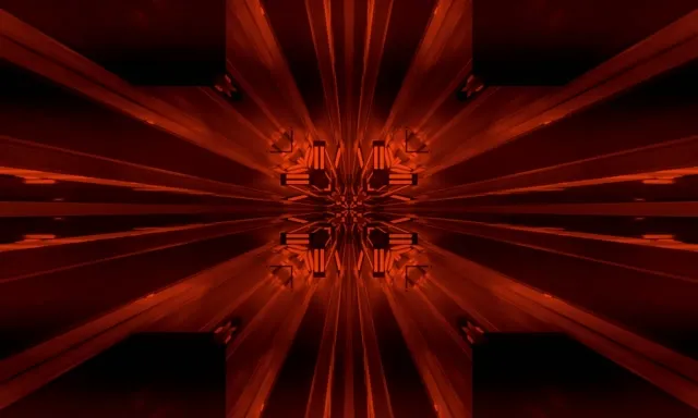 Vj loop Rooi Fraktaal Kaleidoskoop Neon Tonnel 5:3 wyd 60fps Skermbeskermer