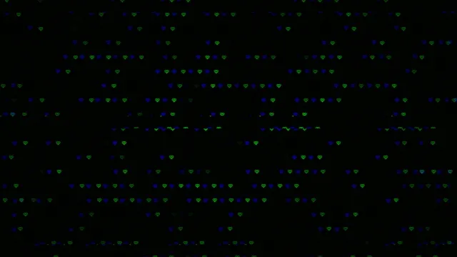 Floating Green and Blue Hearts on Dark Background