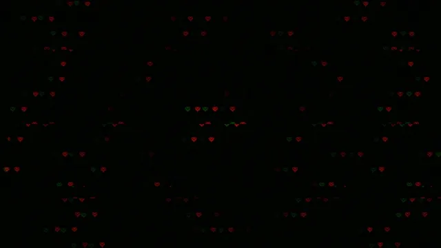 Floating Red and Green Hearts Animation on Black Background