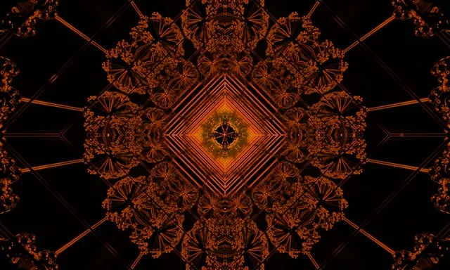 ফ্র্যাক্টাল কালেইডোস্কোপ নিয়ন টানেল 5:3 ওয়াইড 60fps স্ক্রিনসেভার VJ Loop