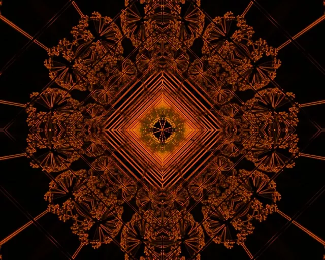 Fraktál Kaleidoszkóp Neon Alagút 5:4 Ipari 60fps Képernyővédő Vj Loop