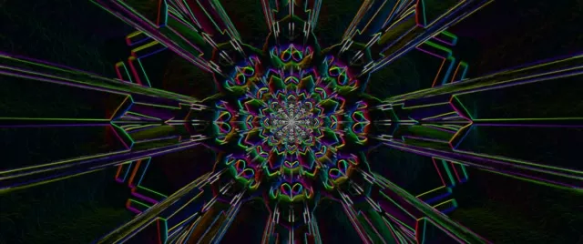 Fractal Kaleidoscope Neon Tunnel VJ Loop 60fps 2.39:1 Screensaver
