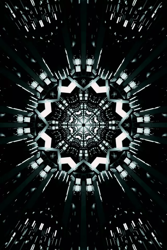 Neoontunel Fraktaalne Täht Plahvatus VJLoops 2:3 Foto Vertikaalne 60fps Ekraanisäästja