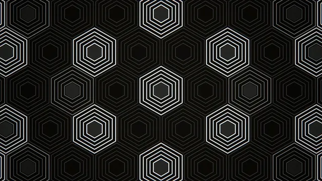 Geometric pattern design with hexagons in black and white colors