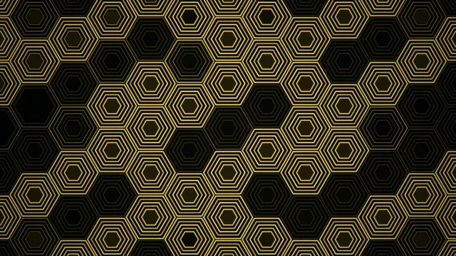 Geometric pattern made of hexagons in black and gold colors