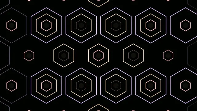Geometric pattern of hexagons on a black background