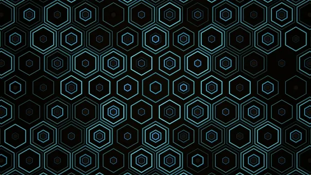 Geometric pattern of hexagons on a dark background with blue lines