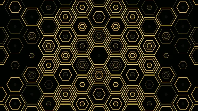 Geometric patterns with hexagons in black and gold colors