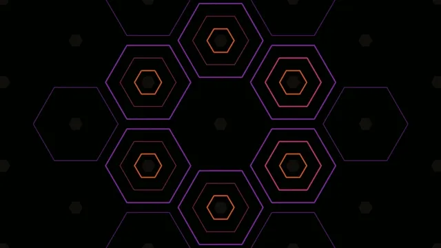 Geometric shapes form a pattern in a digital design at night