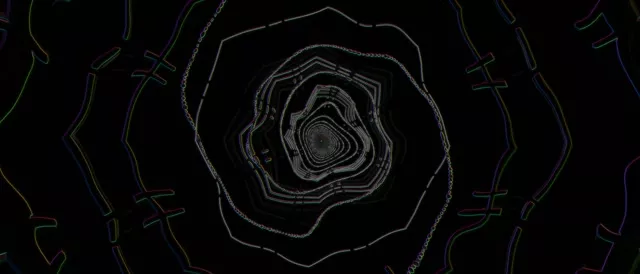 Glitch Neon Rings | Dark Geometric Tunnel 60fps Screensaver