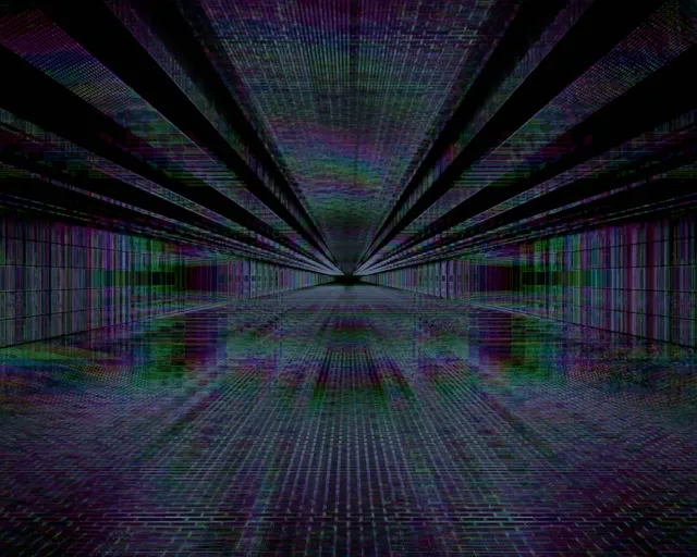 Glitch Neonowy Tunel VjLoops 5:4 Industrial 60fps Zielony Fioletowy Wygaszacz