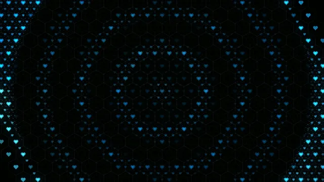 Glowing Blue Hearts Digital Network Background
