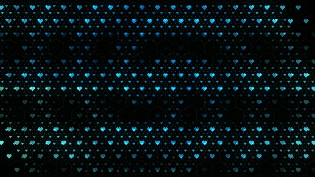 Glowing cyan heart particles 4K seamless loop animation