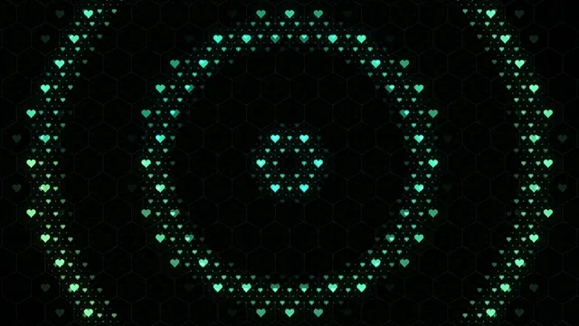 Glowing cyan hearts 4K UHD widescreen motion background loop