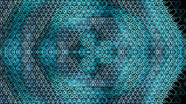 Glowing cyan hearts seamless 4K loop motion background