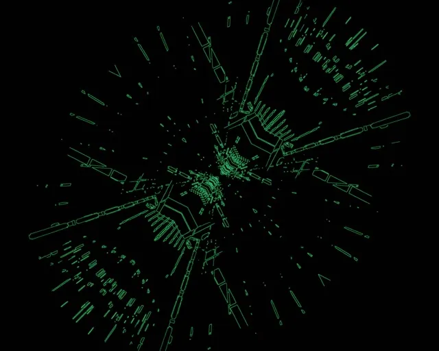 霓虹隧道綠色電路爆裂 VJ Loop 5:4 工業級 60fps 螢幕保護程式