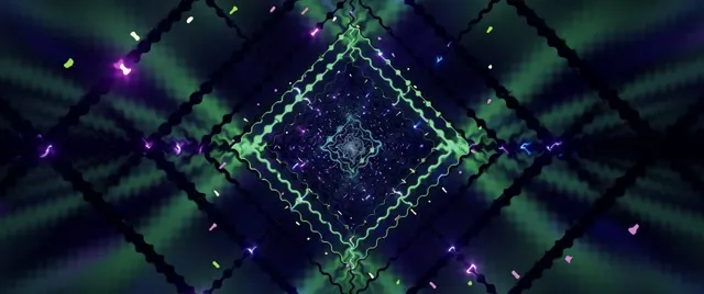 霓虹隧道綠鑽石漩渦 VJLoops 2.39:1 電影寬銀幕 60fps 螢幕保護程式
