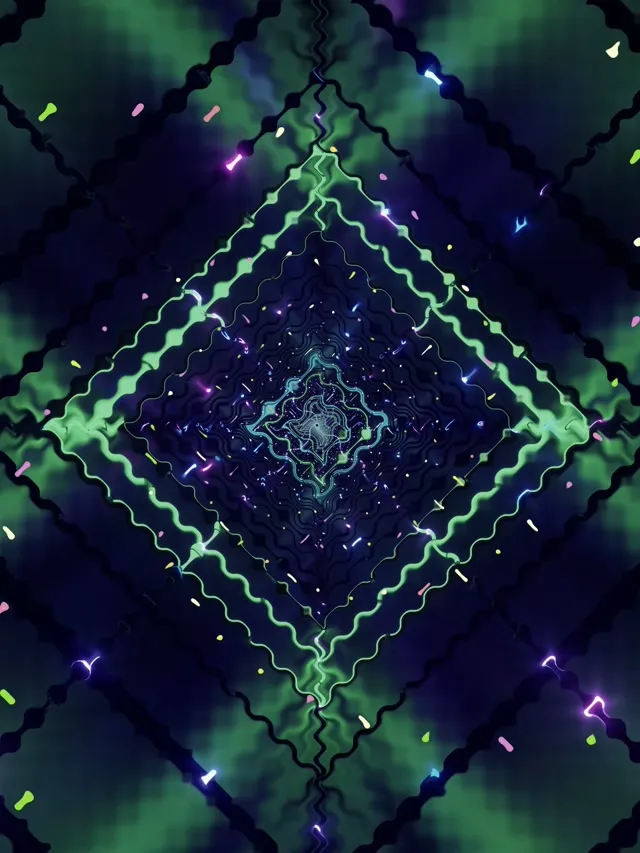 ネオントンネル緑ダイヤモンド渦 VJLoops 3:4 iPad ポートレート 60fps スクリーンセーバー