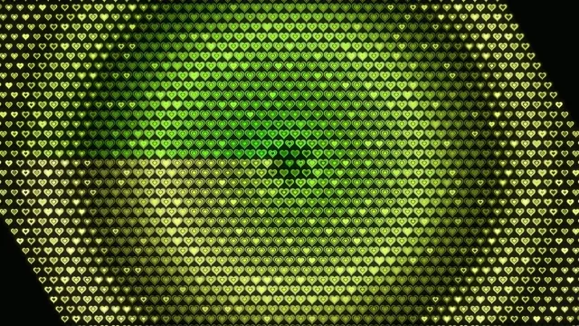 Glowing Green Hearts Animated Background Loop 4K
