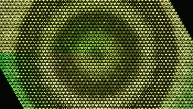Glowing Green Hearts Animation 4K Background
