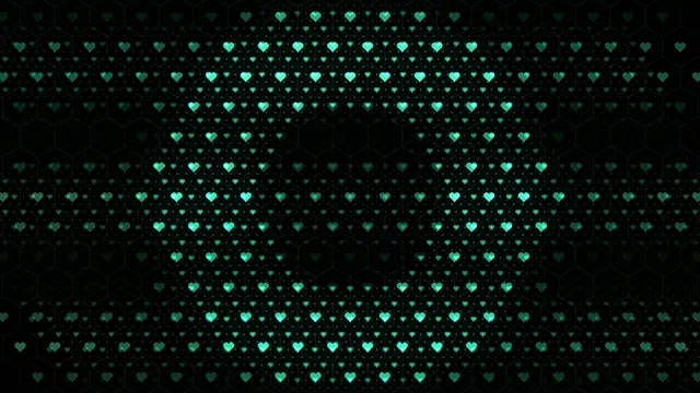 Glowing Green Hearts Pattern - 4K Digital Background