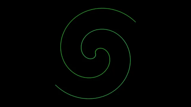 Glowing Green Spiral Neon Animation on Black