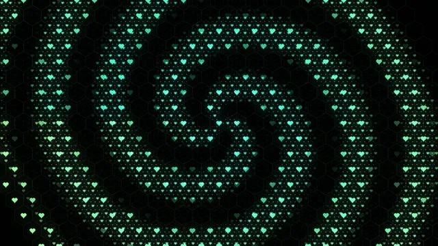 Glowing neon hearts flowing 4K UHD motion background for video