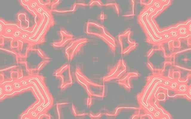 Rødt neontunnel med symmetrisk kors- og gittermønster, glødende geometriske former, abstrakt VJ loop bevægelsesbaggrund