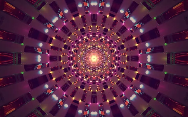 Neon Tunnel Vj Loop | Kaleidoskop Mandala 16:10 MacBook 60fps Pauseskærm