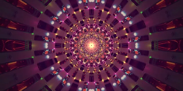 Neon-tunneli Kaleidoskooppi Säteittäinen Räjähdys VJ Loop 2:1 Univisium 60fps Näytönsäästäjä